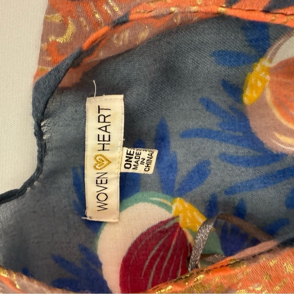 Woven Heart Blue‎ and Orange Tunic Blouse
